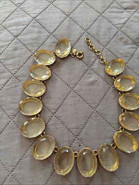 J Crew Gold-Tone Yellow Crystal Statement Necklace